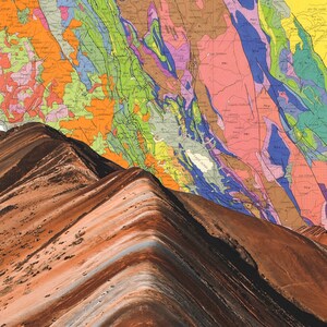 Montaña Arco Iris + Mapa Geológico del Perú (18x24/brillo)