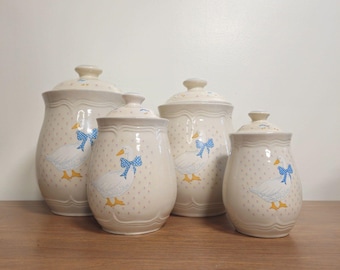Vintage Tienshan Aunt Rhody Goose Duck Canister Set of 4 Country  Cottage