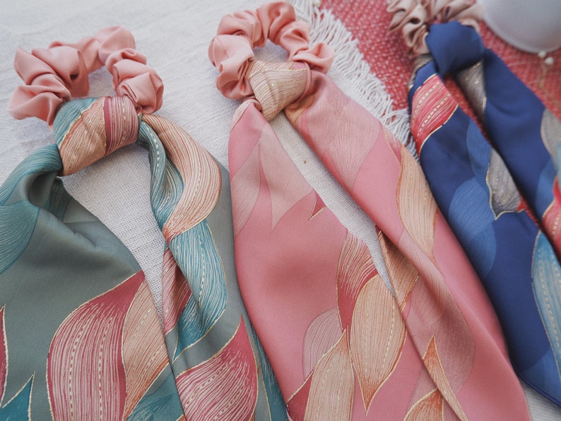 Multiple Patterns Deluxe Silk Satin Hair Scarf Scrunchie