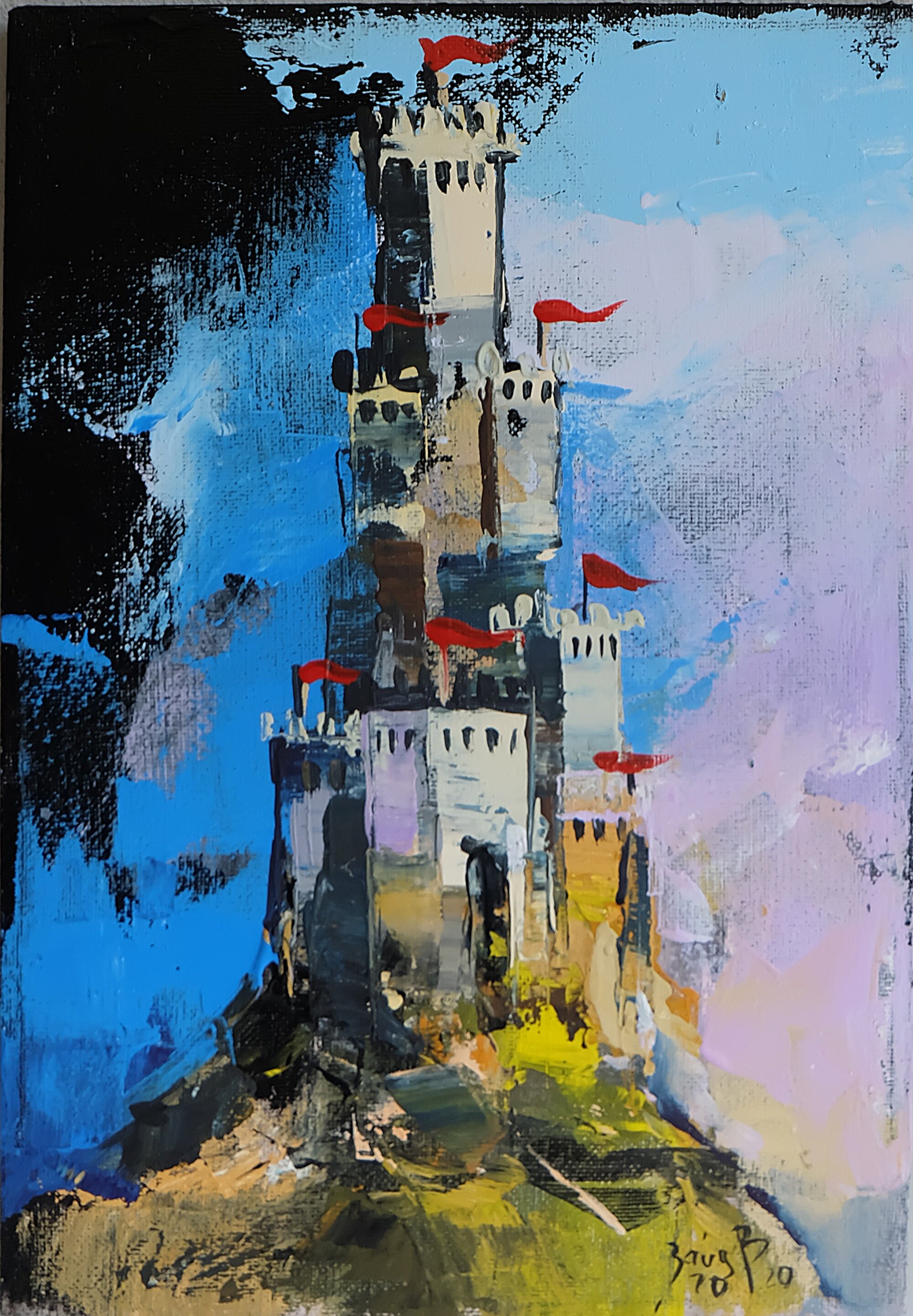Castle Original Painting Castle Acrylic Art Castle Wall Decor Etsy