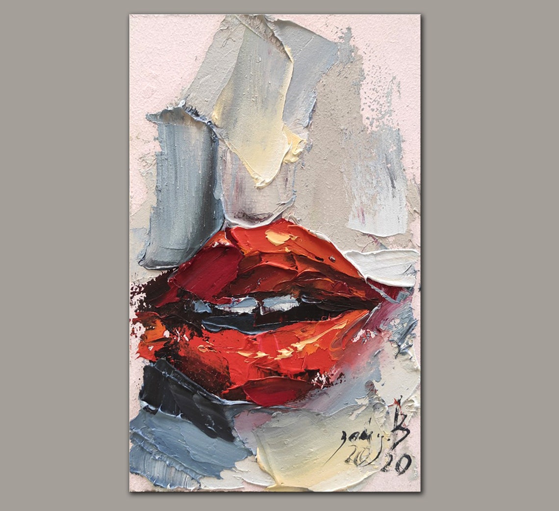 Lips Painting Small Painting Original Art Lips Original Etsy