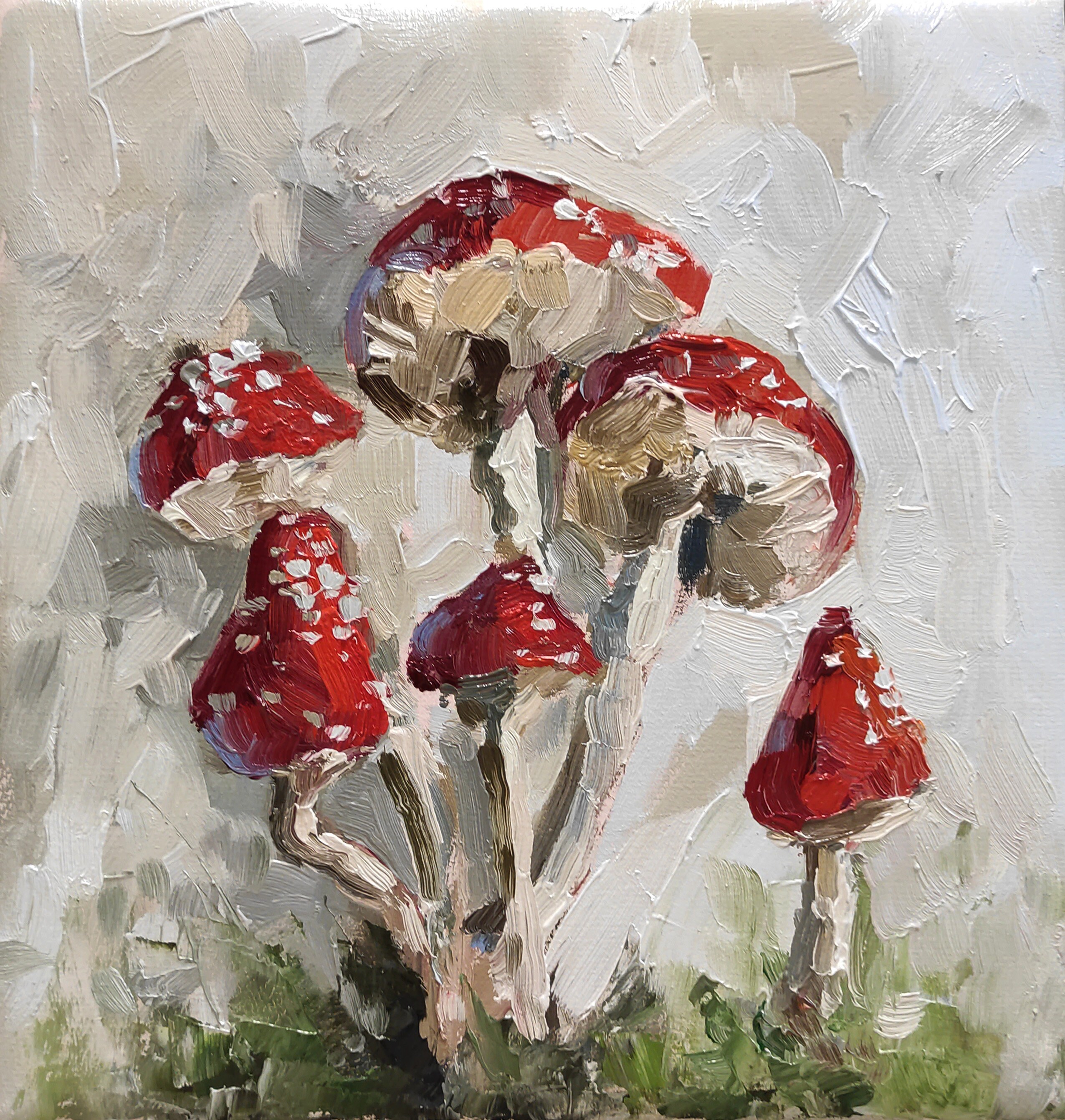 Fly Agaric Painting Mushrooms Oil Painting Mushrooms Original Etsy