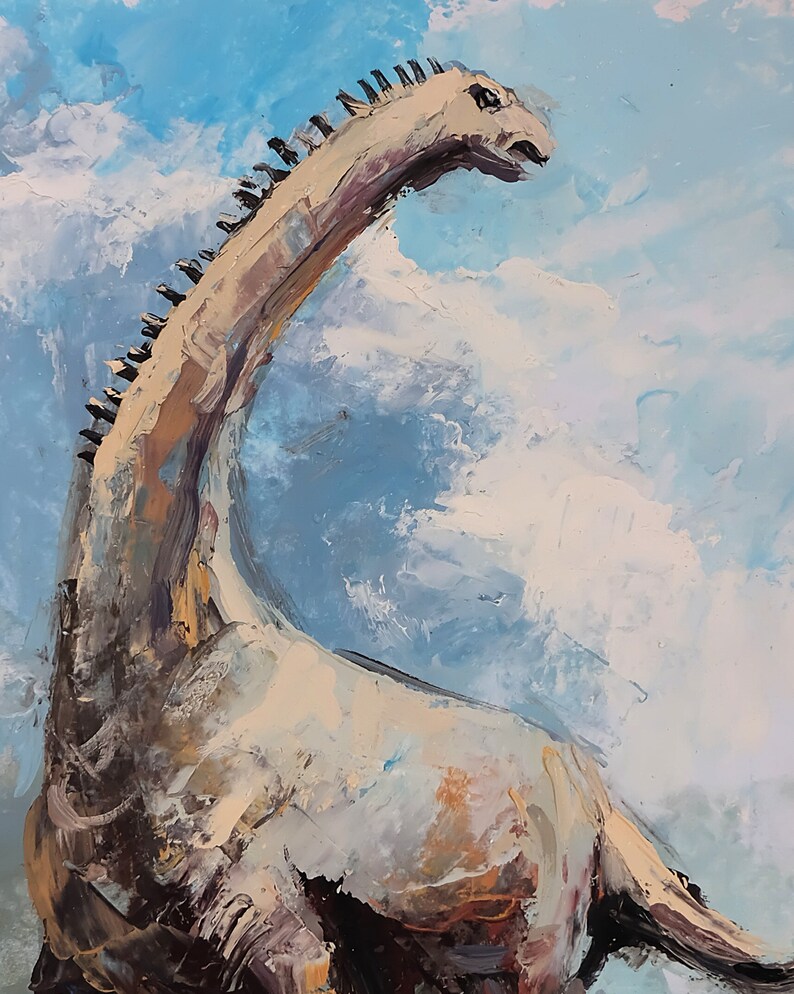 Dinosaur original acrylic painting | Etsy
