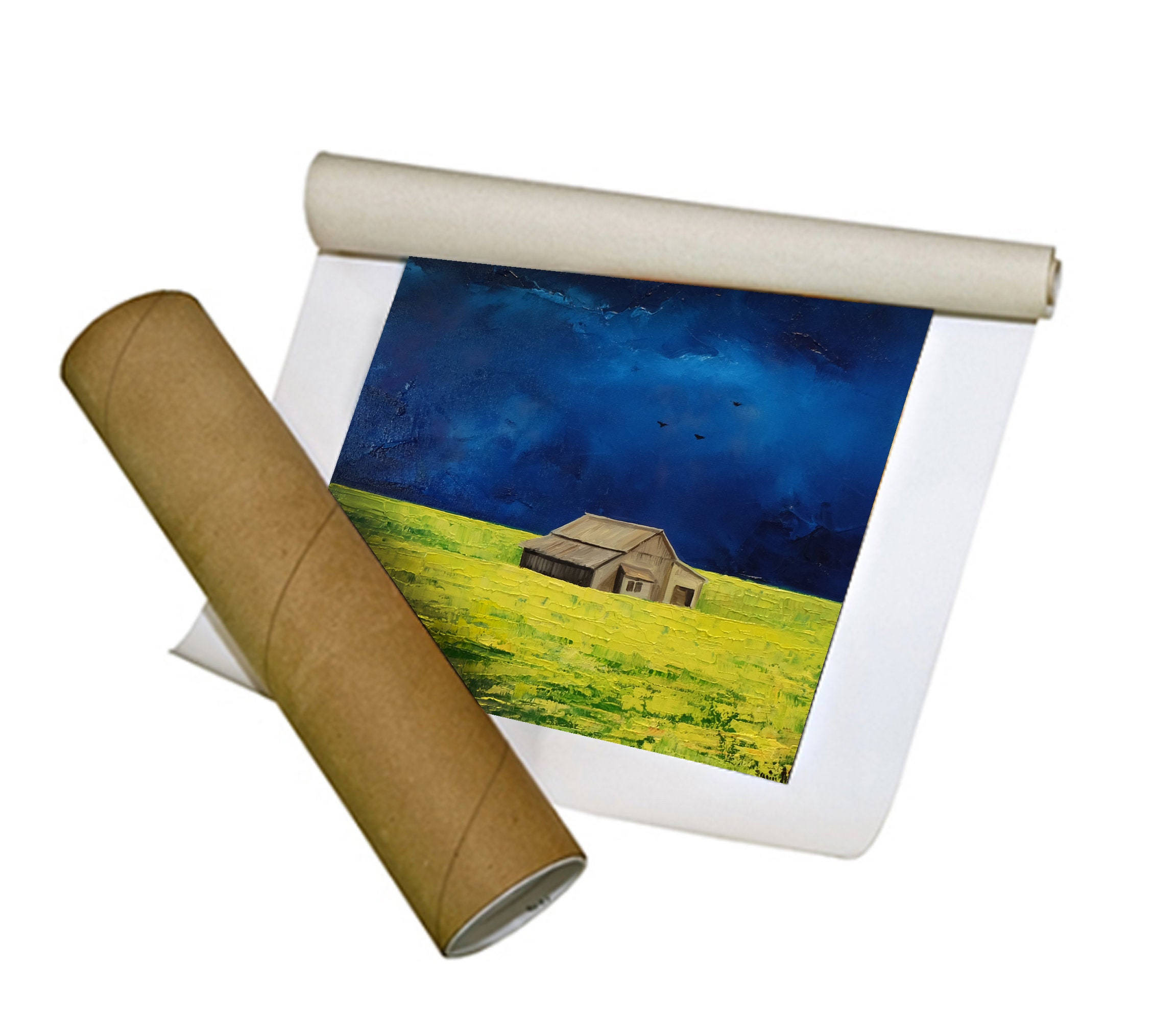 House Painting Canvas Painting House in the Field Original Etsy