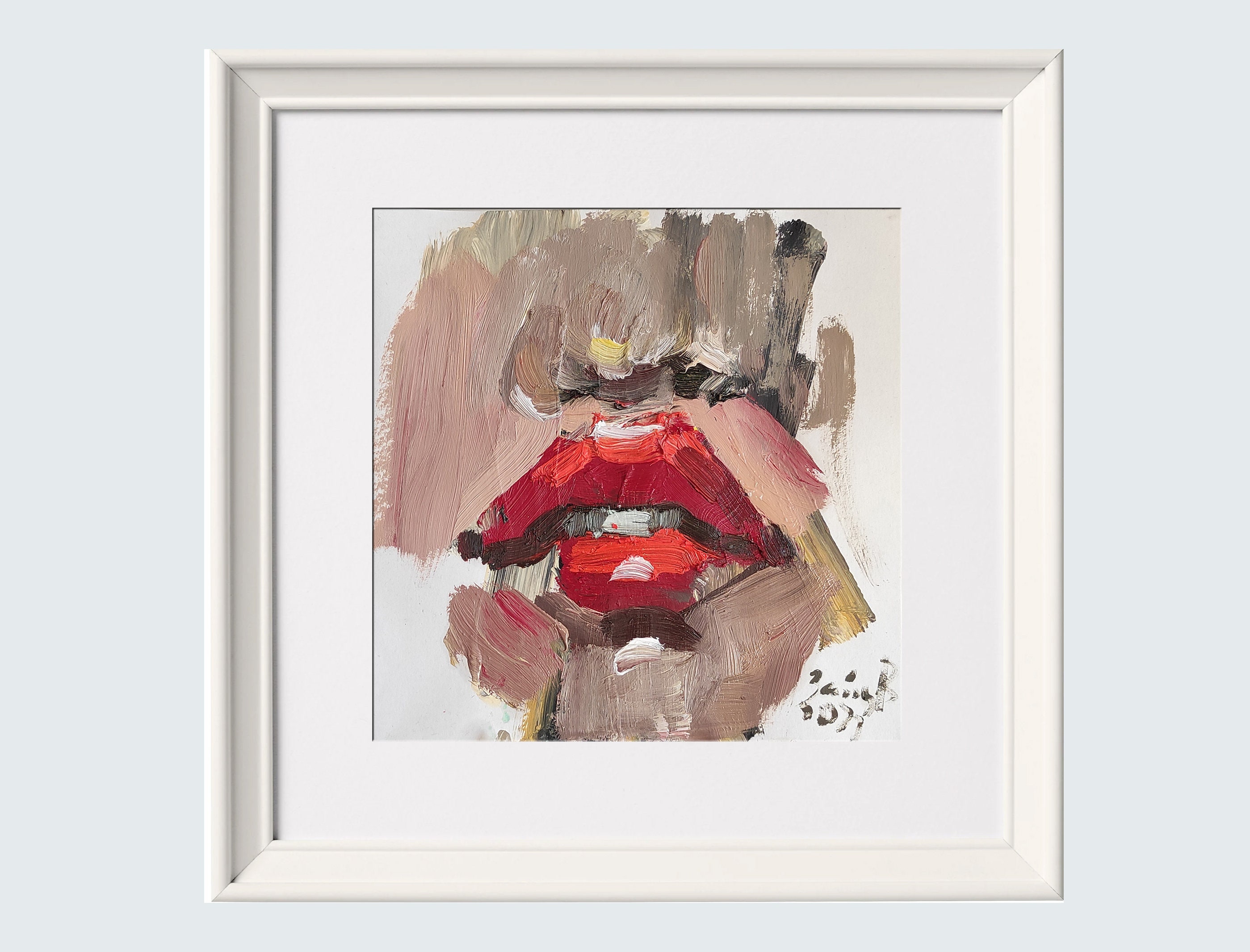 Red lips painting original painting lips artwork original Etsy