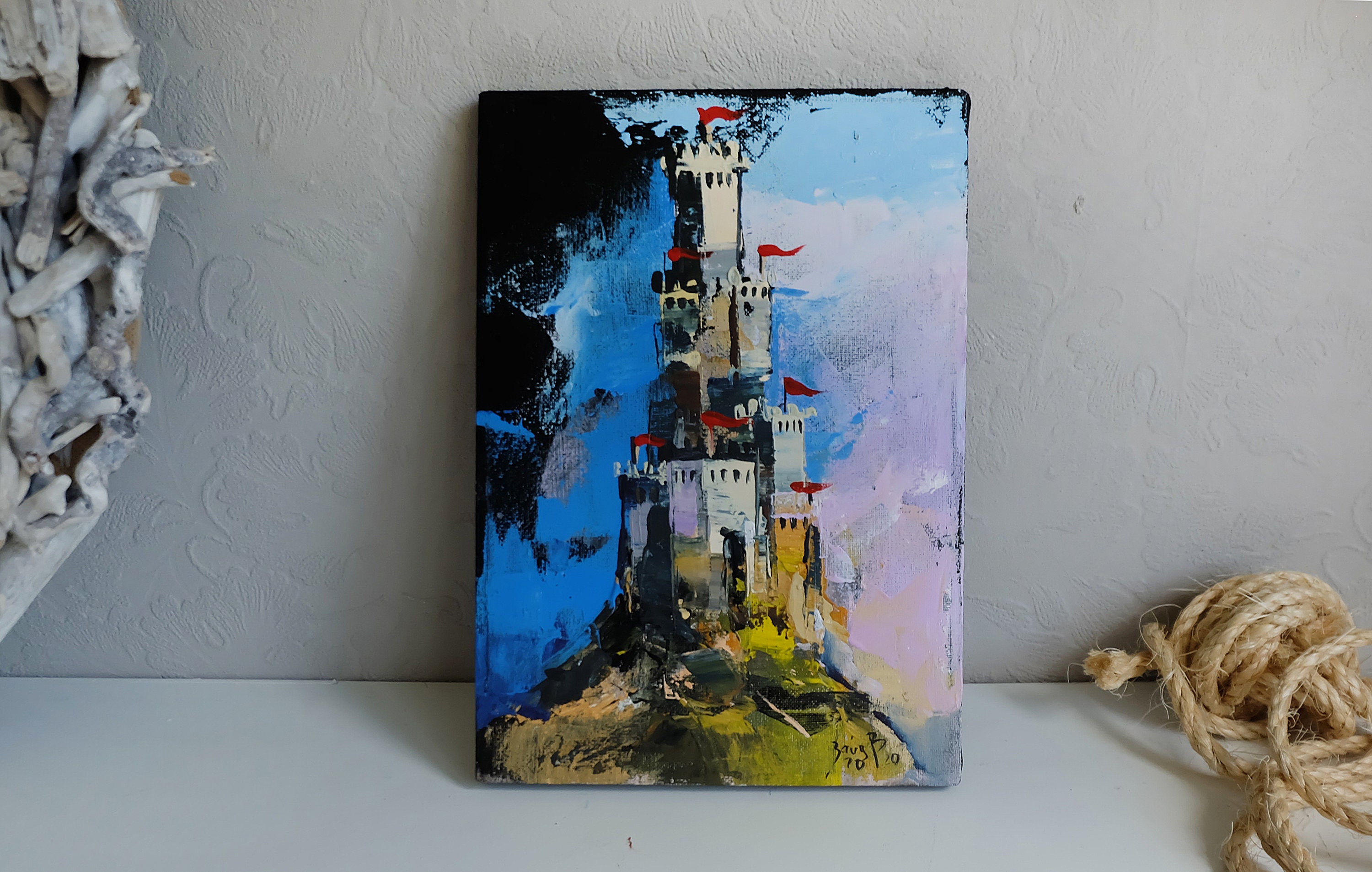 Castle Original Painting Castle Acrylic Art Castle Wall Decor Etsy