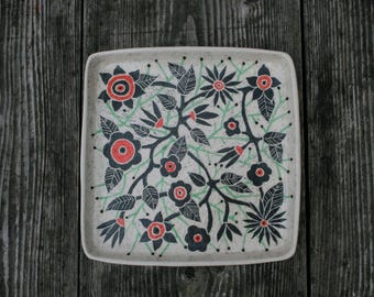 Ceramic plate- Original handmade plate-ceramic serving tray- serving dish - handmade plate- gift - ceramic dinnerware - pottery plate-  gift