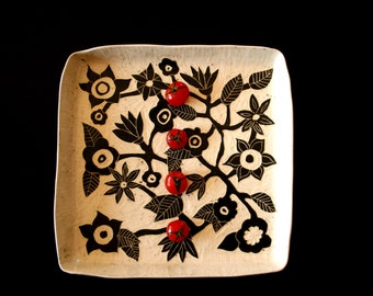 Ceramic plate- Original handmade plate-ceramic serving tray- serving dish - handmade plate- gift - ceramic dinnerware - pottery plate-  gift