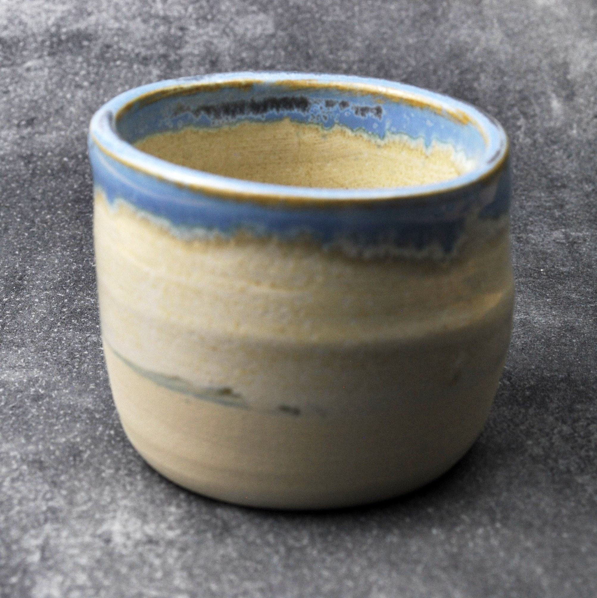 Blue & White Ceramic Cup, Tumbler, Handmade in France, Stoneware, Espresso, Tea, Wheelthrown/Petite 