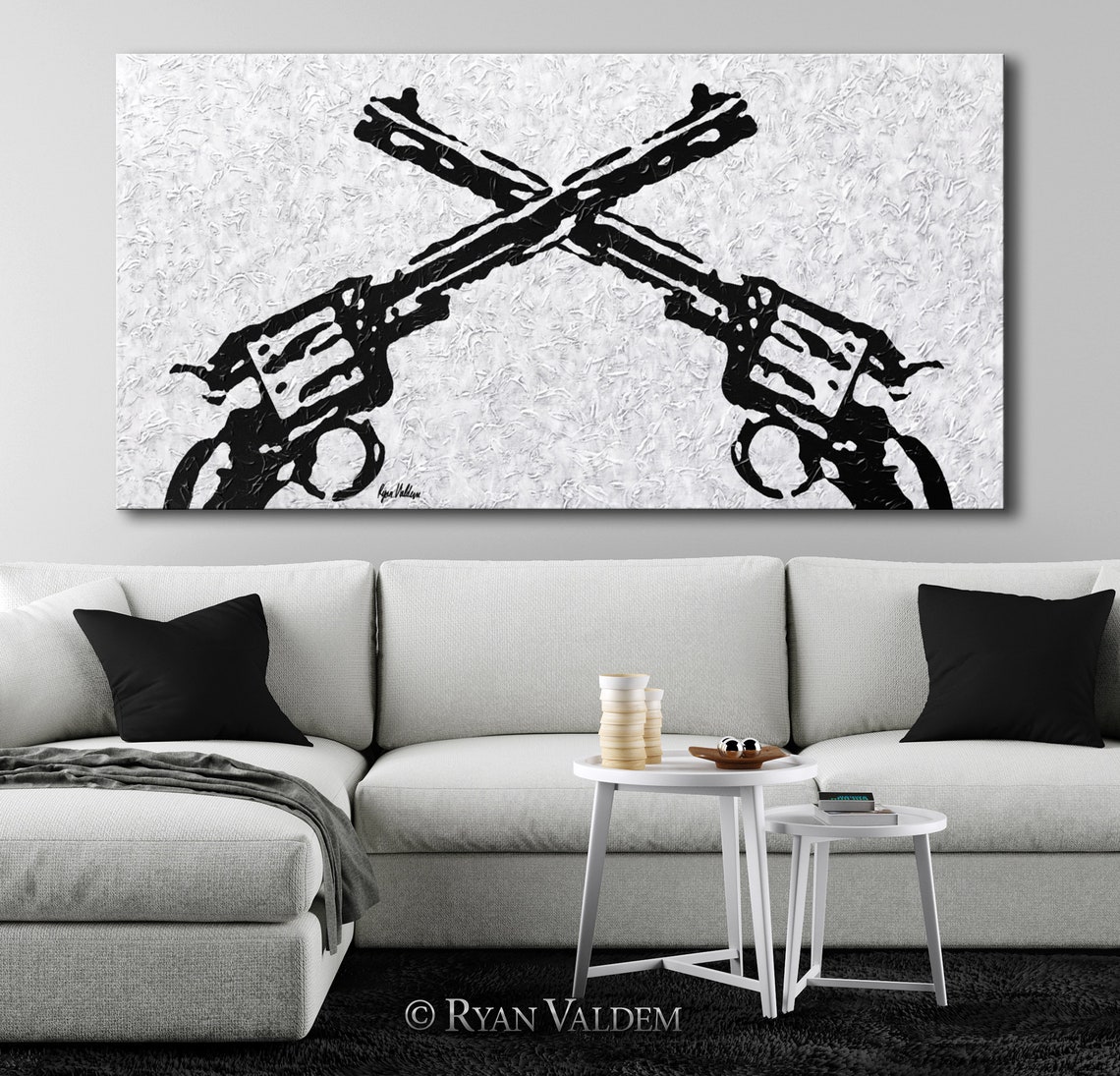Gun Painting Guns Large Wall Art Military Heavy Texture Etsy