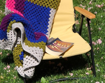 Modern Log Cabin Style Crochet Blanket Handmade for Sale