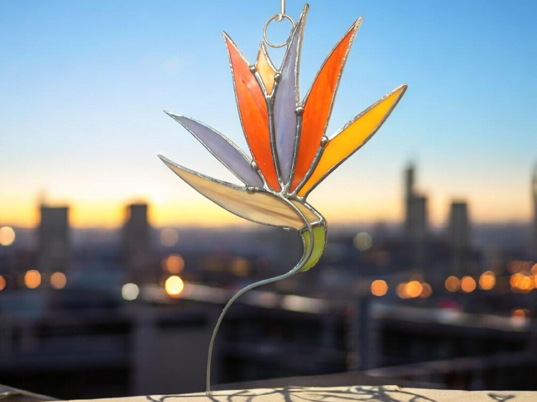Stained Glass Bird of Paradise Suncatcher | Window Hanging | Handmade ...