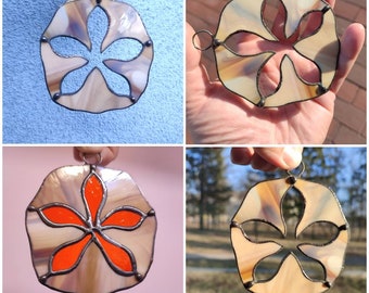 Sand dollar Stained Glass Window Hanging Suncatcher - Gift for Mom, Dad & Nature Lovers- handmade gift for home decor