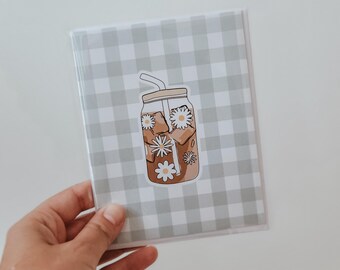 アイスコーヒーチェック|封筒付きグリーティングカードセット