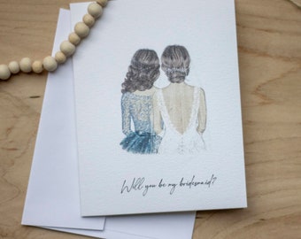 Will you be my Bridesmaid proposal cards - watercolor set with envelopes