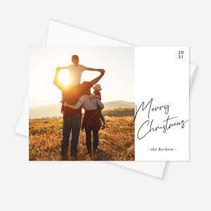 Side Block Script customized  and printed Holiday Photo Card simplistic