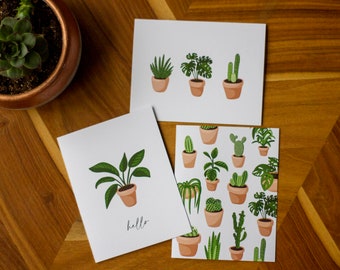 Potted Plant Greeting Card Collection pack / set of 12 with envelopes