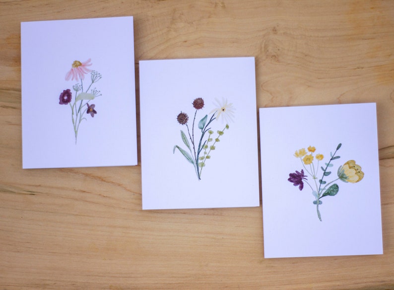 Wildflower set of 12 Greeting Card Collection with envelopes image 5