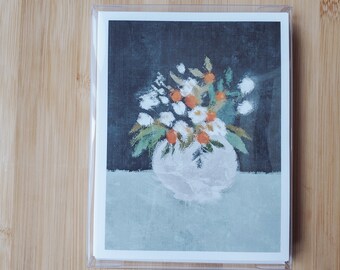 オレンジ色の花瓶｜封筒付きグリーティングカードコレクション