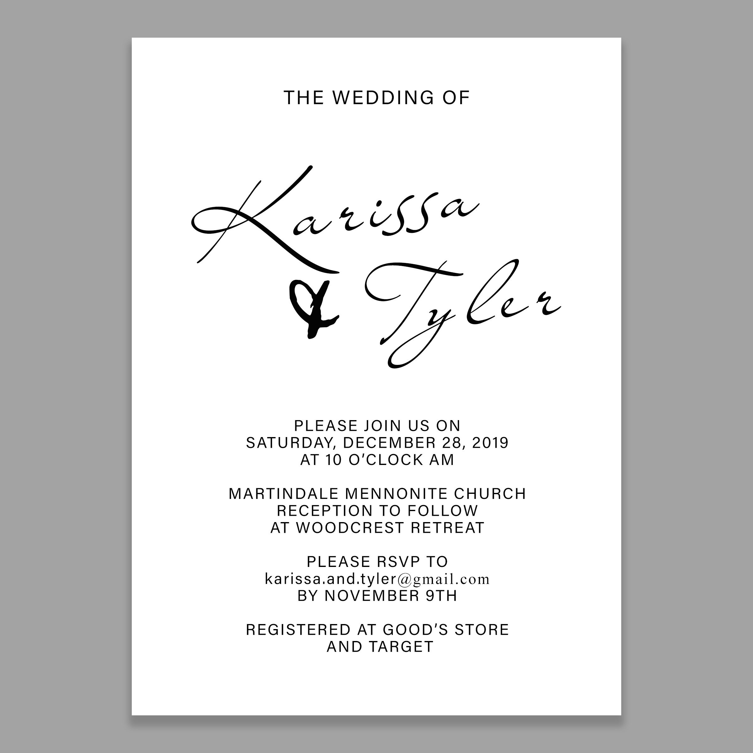 Classic Fully Customizable Wedding Invitation With Envelopes Etsy