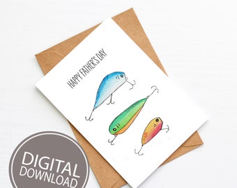 Happy Father's Day Fishing Lure Printable digital download