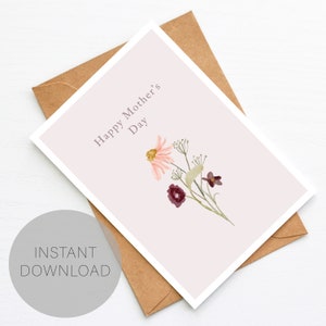 Download digitale della carta stampabile per la festa della mamma con fiori selvatici