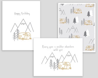 Camping Themed Greeting Cards set of 12 with envelopes
