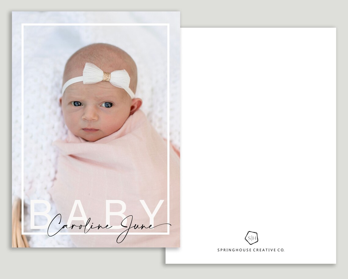 Baby Birth Announcement Photo Card Customized Printed and Etsy