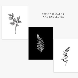 Lot de 12 cartes de voeux botaniques avec enveloppes