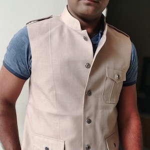 Beige color nehru jacket clearance