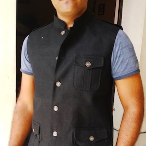Indian Designer Brown Nehru Waistcoat Ethnic Nehru Collar Jacket Camel Brown Best for Men