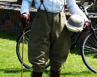 Herren/Damen 20er Jahre Stil Jodhpurs Breeches Grün Cord Cord Breeches Militärische Hohe Taillenhose Reithose Offiziere Polo Baggy Pants