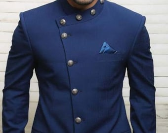 Indian Jodhpuri Suit Dinner Jacket Pants Tuxedo Groomsmen wedding Blue Suit Party Outfits for Men