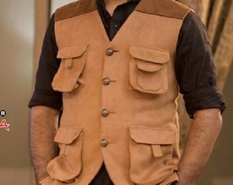 Robin Hood Style Waistcoat Safari Velvet Jacket Indian Tailored Vest Party V Collar Vest Men Waistcoat for all Occasions