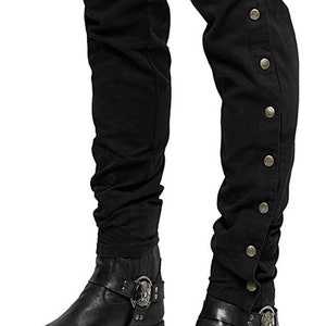 Pantaloni da equitazione vittoriani neri, pantaloni steampunk, pantaloni da cavallerizza, pantaloni da polo sportivi, pantaloni larghi da ufficiale militare gotici