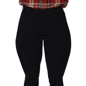 Men/Women Black Equestrian Horse Riding Jodhpurs Knee Patches Cotton Black Breeches Baggy Pants Military Style Polo Pants