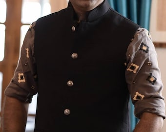 ネールカラー ウエストコート マンダリン モディ インド グランド ヒップスター ベスト ジャケット 結婚式用 男性用