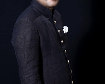 Mens Dinner Jacket Indian Tailoring Linen Blazer Navy Blue Linen Jacket Linen Sports coat Nehru Collar Jacket Coat Best Modi Jacket