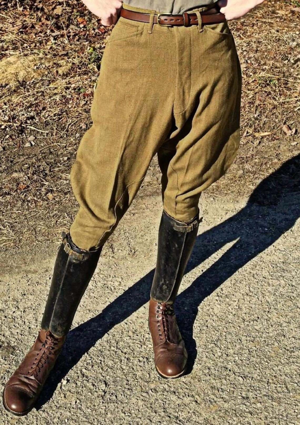 Classic Hunter Horse Riding Olive Corduroy Jodhpurs Vintage Equitation  Breeches Jodhpurs Pants Knee Patch Polo Soldiers Pants Breeches