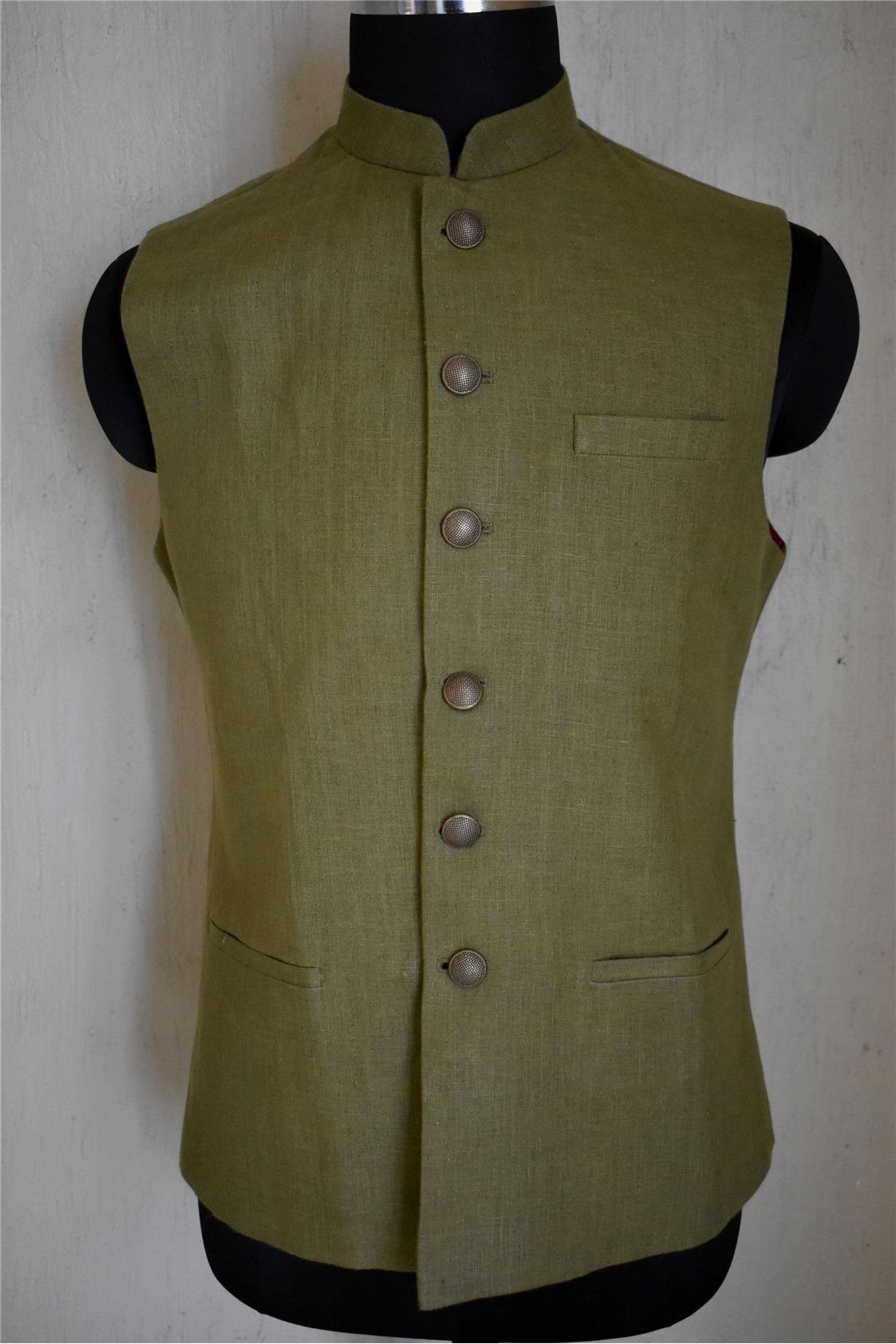 Indian Designer Brown Nehru Waistcoat Ethnic Nehru Collar Jacket Camel Brown Best for Men