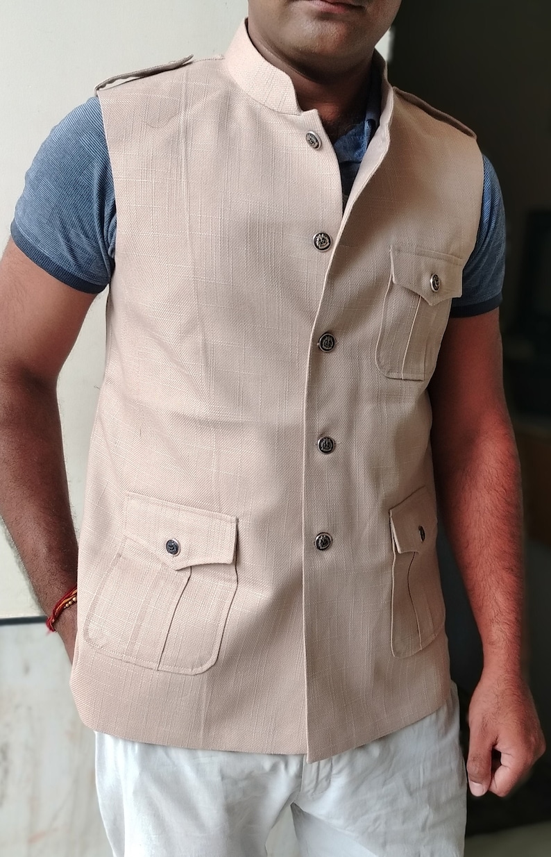 Dinner Official Ivory Nehru Jacket Party wear Stand Collar Vest Custom Made Jacket for Occasions