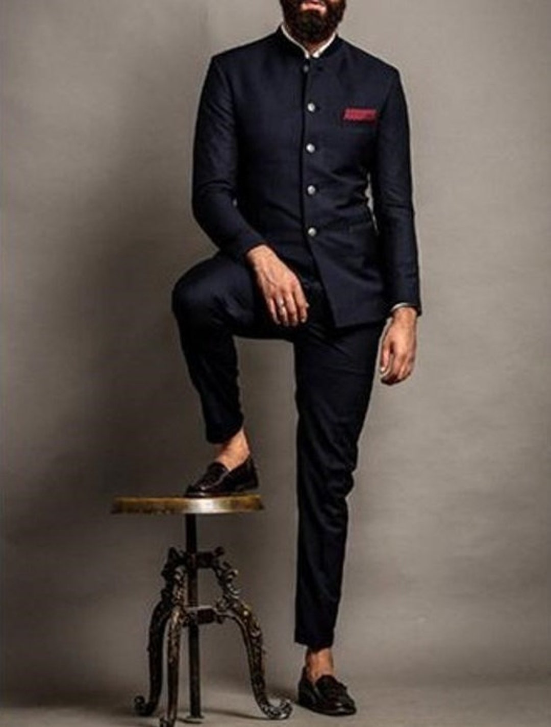 Navy Blue Jodhpuri Suit Wedding Outfits for Men Dinner Jacket - Etsy