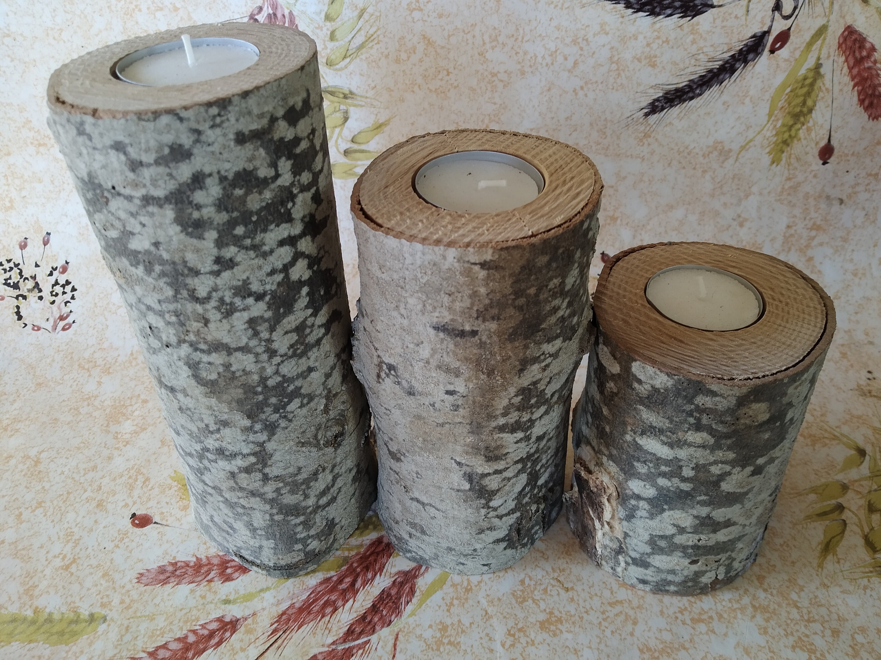 Lots de 3 Bougeoirs en Bois