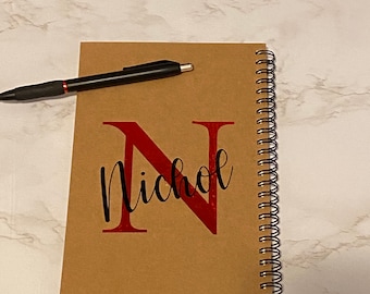 Diário personalizado, diário com marcadores personalizado, diário com marcadores personalizado, caderno personalizado, caderno inicial, caderno espiral com nome