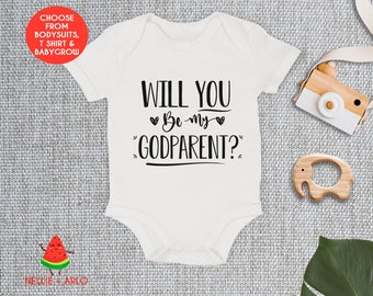 Will You Be My Godparents Embroidered Baby Romper Babygrow Gift Godmother