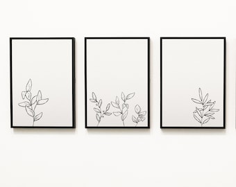 Botanical Prints Set Of 3 Line Art