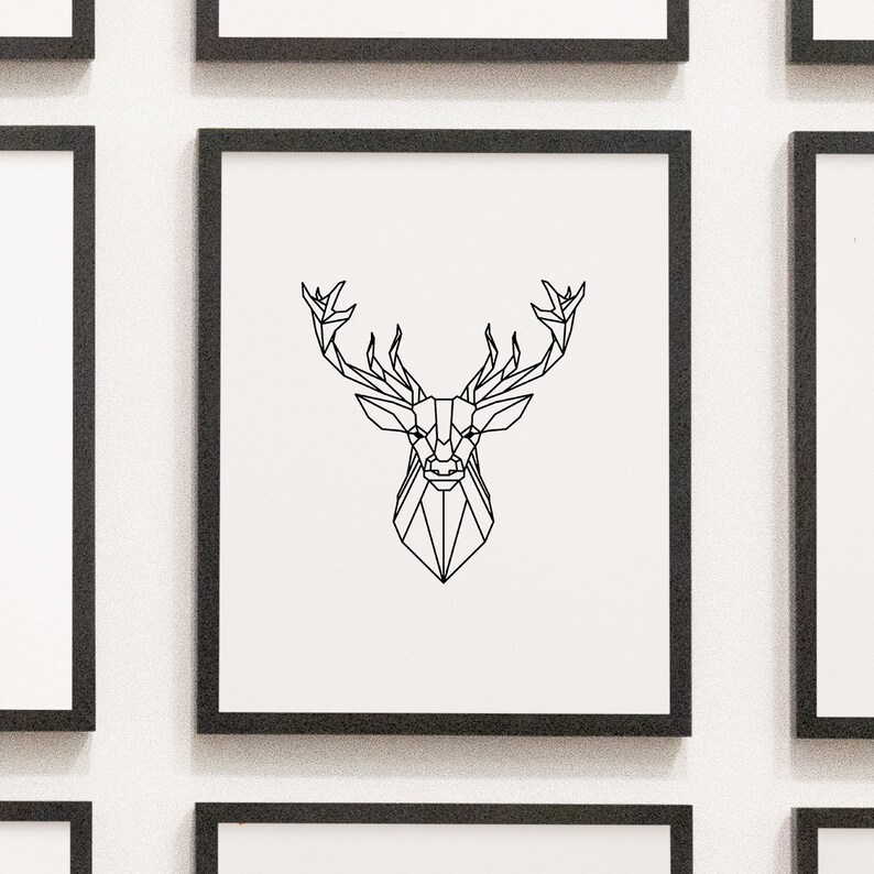 Geometric stag wall art animal print abstract polygon print Etsy