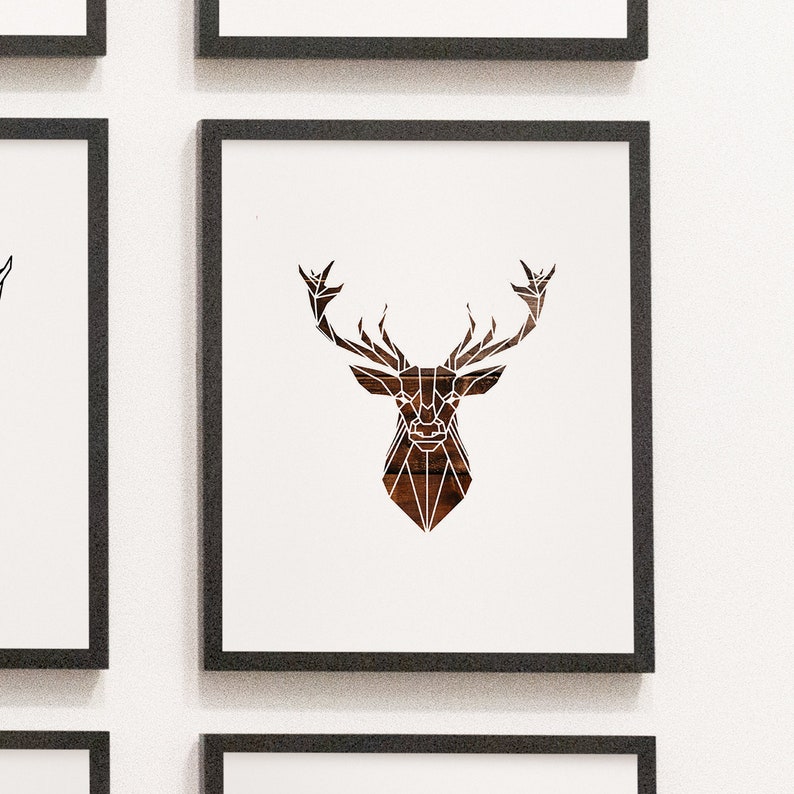 Geometric stag wall art animal print abstract polygon print Etsy