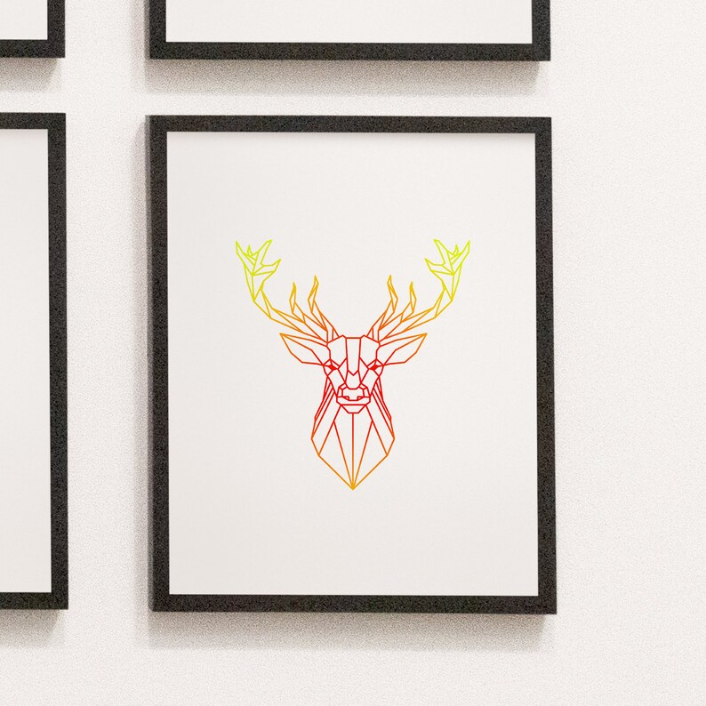 Geometric stag wall art animal print abstract polygon print Etsy