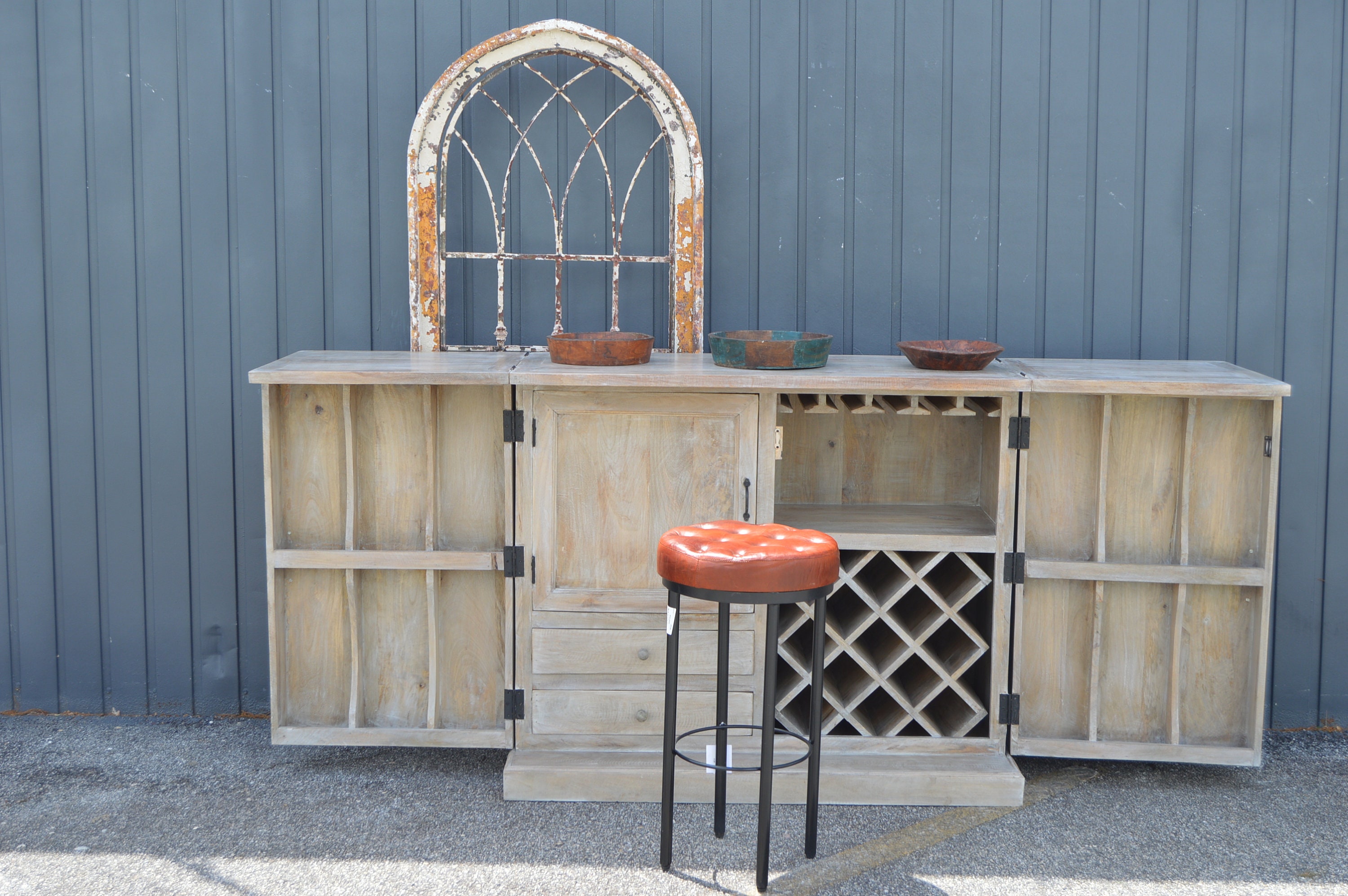 Rustic Expandable Wine Bar With Wine Racks Etsy